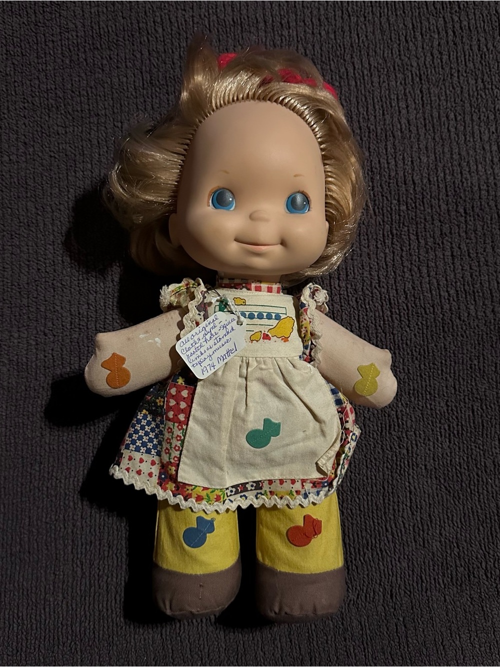 Vintage 1974 Mattel Love Notes Musical Doll 13” Blonde Patchwork Outfit Works